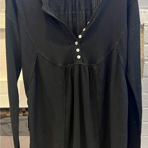 Sweet Romeo Top Black Waffle Knit Oversized Henley Nordstrom Women’s Size 1X NEW - Picture 6 of 9